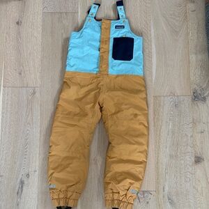Patagonia Kids Two-Tone Snow Overalls - Light Blue & Tan, 5T